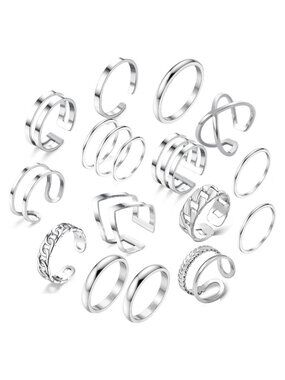 17PCS Stainless Steel Stackable Rings Set Midi Knuckle Adjustable